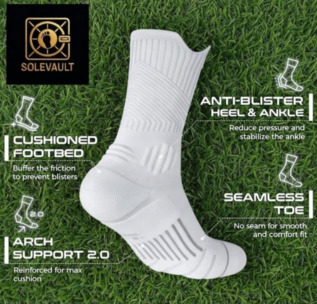 SoleVault Performance Mid-Calf Socks - White